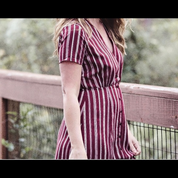 ROKOKO Dresses & Skirts - ROKOKO STRIPED BURGUNDY AND TAN STRIPES NWT